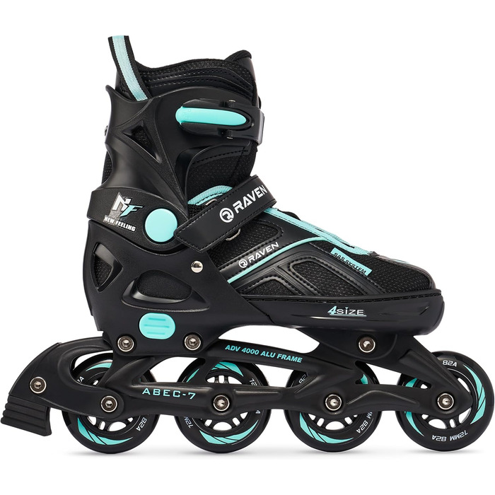 Ковзани/роликові ковзани RAVEN Pulse 2-в-1 для дітей та дорослих, регульовані 37-40 (23,5-26 см), чорні/блакитні