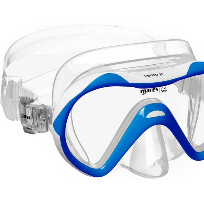 Комплект спорядження для сухого підводного плавання Mares Junior Combo Vento Jr, силіконова маска з однією лінзою та гнучкий трубка Dry-Top для дітей віком 8-14 років, 411820 синій, білий, прозорий