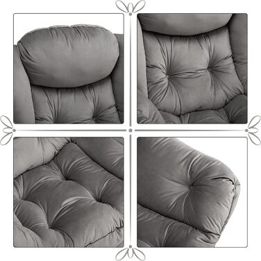 Крісло HollyHOME з відкидною спинкою, Вітальня та спальня, Оксамитове крісло-реклайнер, Крісло для читання, Крісло, Крісло для відпочинку, Темно-сірий, Темно-сірий 2