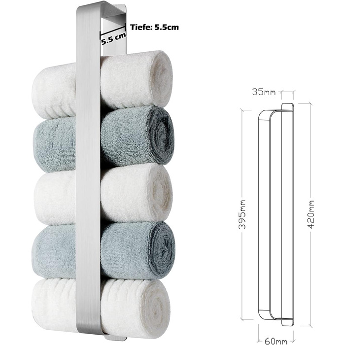 Полотенцесушитель без свердління, гостьовий полотенцесушитель самоклеючий, настінний полотенцесушитель з нержавіючої сталі 42CM A