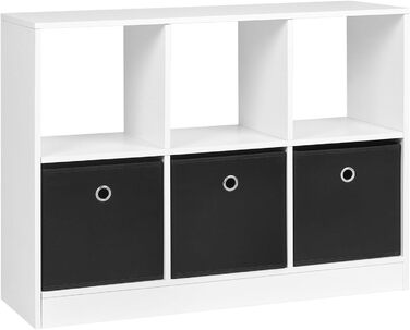 Книжкова полиця WOLTU з 3 шухлядами з нетканого матеріалу, окремостояча полиця з 6 відділеннями, кубічна полиця для спальні, вітальні, кабінету, офісу, біла, 80x60x30 см, SK033ws 6 відділень (30Г x 80Ш x 60В см) Біла