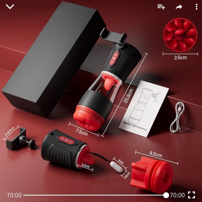 Електричний мастурбатор Seekheart для чоловіків, з 9 режимами смоктання, 9 режимами вібрації та 9 режимами «лизання»