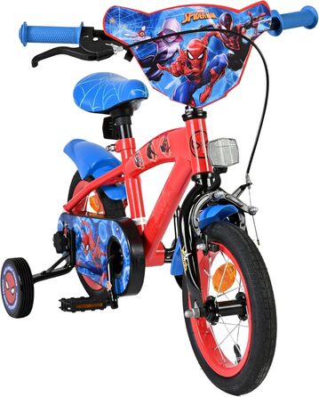 Дитячий велосипед Volare 12, 14, 16 для дівчаток та хлопчиків 36 років Офіційно ліцензований з дизайном персонажа З додатковими колесами, ножним та ручним гальмами, регульоване сидіння та легка збірка Spider-Man 12