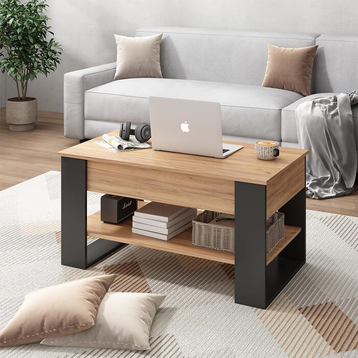 Журнальний столик Vicco Lifto, дуб/антрацит, 92 x 51 см з функцією підйому