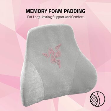 Подушка для шиї та голови Razer для ігрових крісел ергономічна форма - набивка з піни з ефектом пам&39яті - обгорнута плюшевим рожевим оксамитом - кварцова