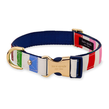 Ошийник для собак Kate Spade New York Adventure Stripe Large, золотиста металева пряжка, регульований розмір 39,4 - 61 см, підходить для собак середнього розміру (унісекс), стильний дизайн.