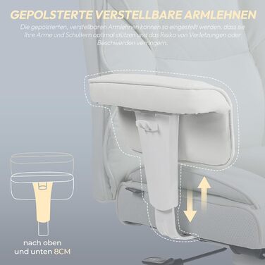 Ігрове крісло Dowinx, ергономічне офісне крісло з пружинними подушками Pocket Spring, крісло керівника з двошаровою м&39якою спинкою та регульованою поперековою подушкою, підлокітниками та підставкою для ніг, крісло для ПК (PU, білий) білий PU