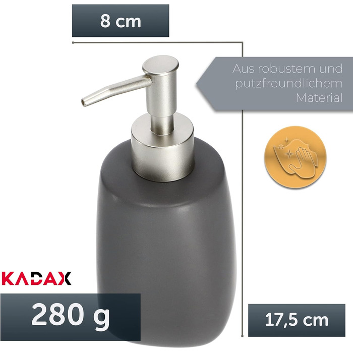 Дозатор мила KADAX з помпою, помповий дозатор з кераміки, дозатор для рідкого мила, миючого засобу, дозатор лосьйону, дозатор миюч