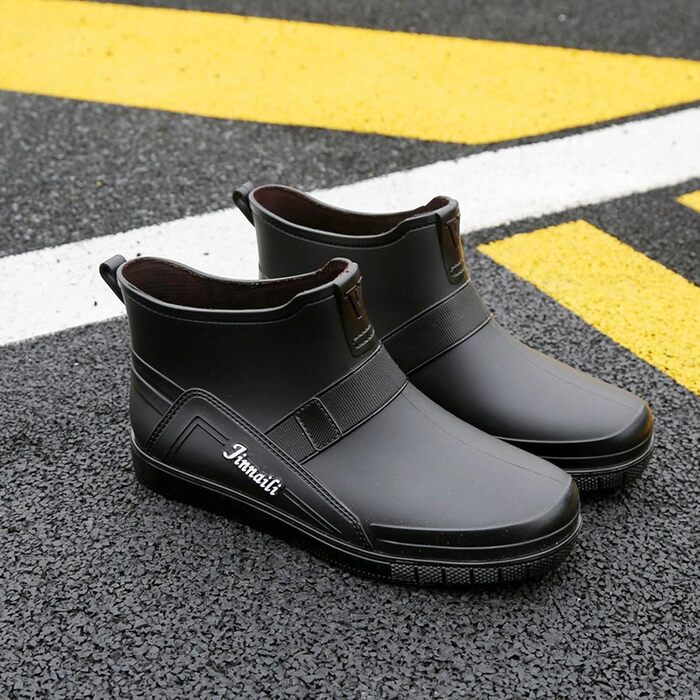 Водне взуття, гумові чоботи, ПВХ, чоловічі, для їдальні, для миття автомобіля, низькі безшовні, для роботи, кухні, для подорожей та походів, чорні, 38 2/3 EU