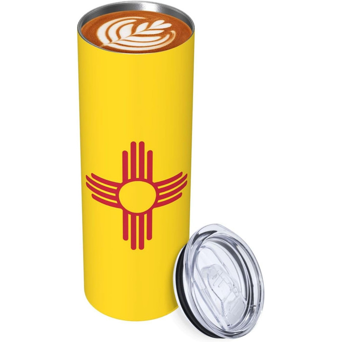 Кухоль з прямою трубочкою, дизайн прапор Нью-Мексико, друкований, дорожній кухоль, підходить для кемпінгу, офісу та дому, 590 мл