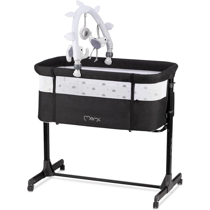 Багатофункціональна тумбочка та дитяче ліжко MoMi REVO, 6-рівневе регулювання висоти від 72 до 82 см, темно-сірий колір