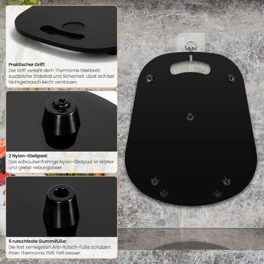 Для розсувної дошки Thermomix TM6 TM5 акрил, розсувна дошка EPULLWUP з ручкою без зусиль переміщення для кухонного комбайна Thermomix Vorwerk TM5 TM6 Аксесуари Pad Board, глянцевий чорний