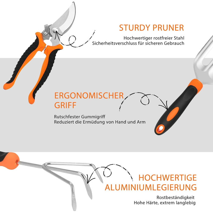 Набір садового інструменту MQHUAYU, набір садового інструменту з 10 предметів, набір садового інструменту для садівництва, подарунки для жінок та чоловіків