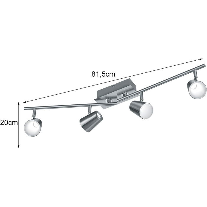 Металевий нікель матовий і хромований, в т.ч. 4 шт. 6 Вт, 8.0 x 81.5 x 20.0 см Nickel Matt Bar 4-light, 873110407