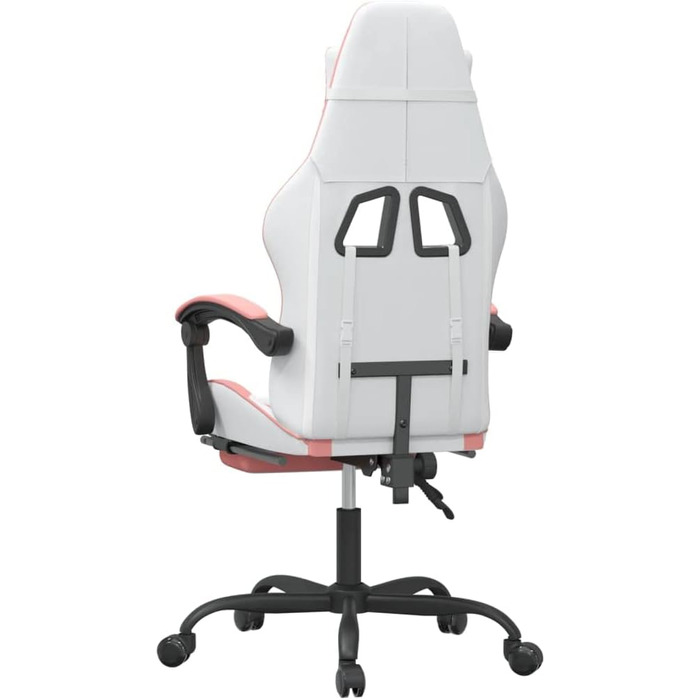 Ігрове крісло Біло-рожеве 57,5x59,5 см Регульована висота з підставкою для ніг Ергономічне штучна шкіра для домашнього офісу, ігрової обстановки та вітальні 57,5 x 59,5 x (121-131) см (Ш x Г x В) Рожеве