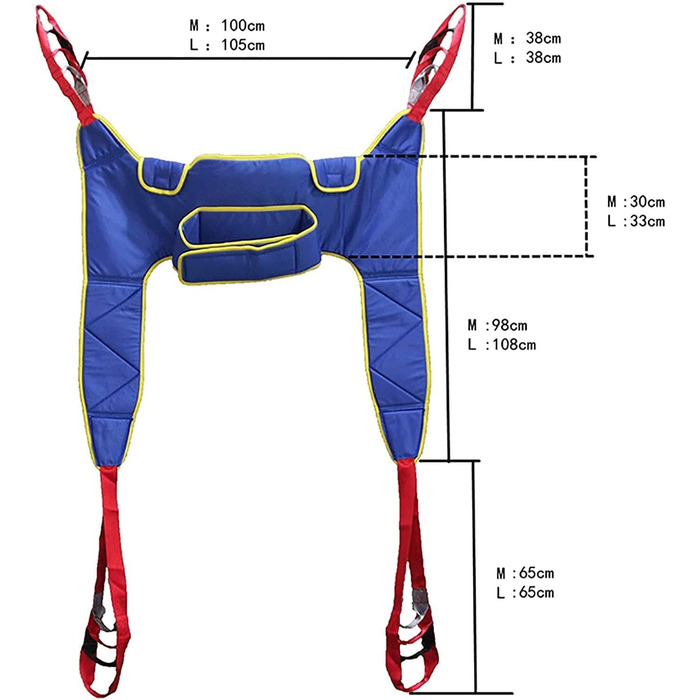 Підйомний ремінь для унітазу, Слінг для пацієнта на все тіло, Слінг для унітазу, Підйомник для унітазу, Розділений ремінь для ніг для інвалідів, 507 фунтів, для переведення в ліжко людей похилого віку з