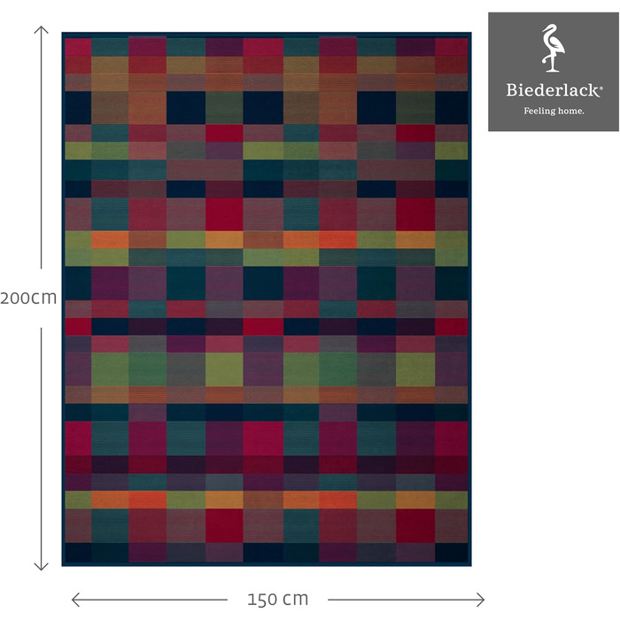 Пухнасто-м&39який плед biederlack із бавовняної суміші Зроблено в Німеччині Сталий розвиток Барвистий плед Color Squares Blue зелено-блакитного кольору Сертифіковано Oeko-Tex Плед для дивана 150x200 см синьо-різнокольоровий