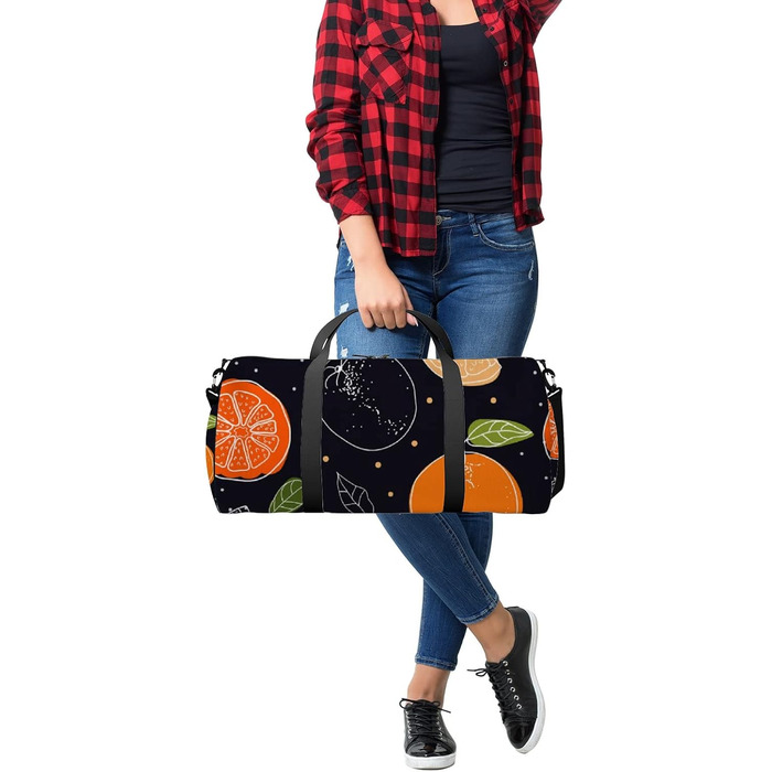 Спортивна сумка для фітнесу, йоги та танців, дорожня сумка для вихідних, помаранчевий принт на чорному фоні, сумка-месенджер для жінок та чоловіків