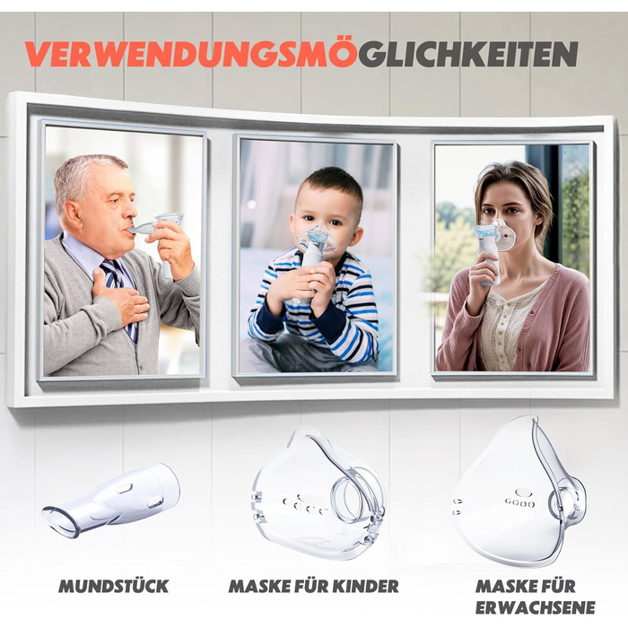 Інгалятор AU YAT для дорослих, портативний інгалятор, що перезаряджається, для дорослих і дітей, безшумний інгалятор для дітей, яскраво-білий