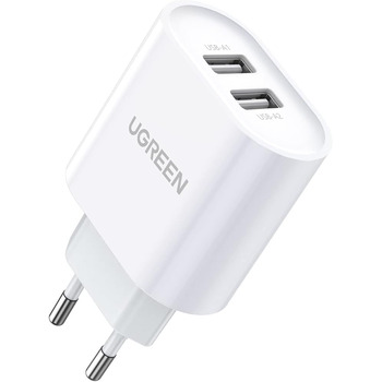 Зарядний пристрій 17W USB адаптер живлення 2-портовий 3.4A зарядний штекер з інтелектуальною технологією сумісний з iPhone 16/16 P