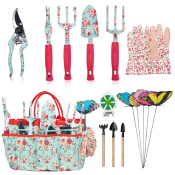 Набір садових інструментів Gartenwerkzeug, 16 предметів подарунковий набір для квітів та саду, з ножицями для обрізки та сумкою для зберігання. Ідеальний подарунок для садівників та садівниць.