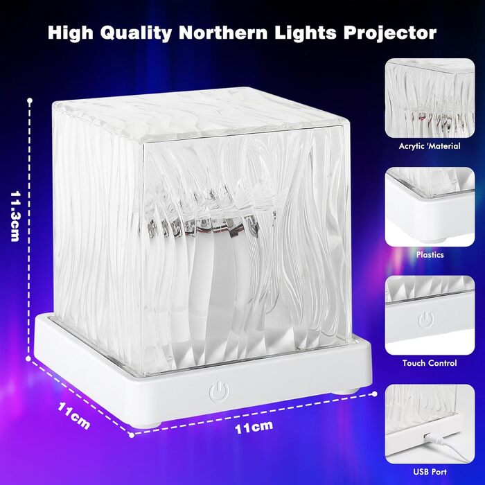 Проектор &quotПівнічне сяйво&quot, світлодіодний 16 кольорів та зміна режиму, сучасний/футуристичний/космічний проектор, спальня/вечірка/ігрова кімната, подарунок на День святого Валентина DENG-2