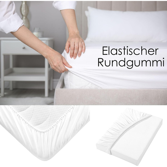 Простирадло на резинці JACK Uni сатинове 100x200 / 140x200 / 180x200 см однотонне простирадло на резинці, багато кольорів, колір білий, розмір 180x200 см простирадло на резинці 180x200 см простирадло на резинці біле