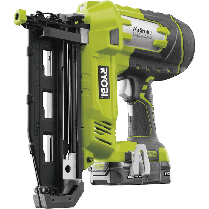 Акумуляторний цвяходер Ryobi R18N16G-0 (без акумулятора, зі світлодіодним підсвічуванням, затискачем для ременя, одноразовим і без