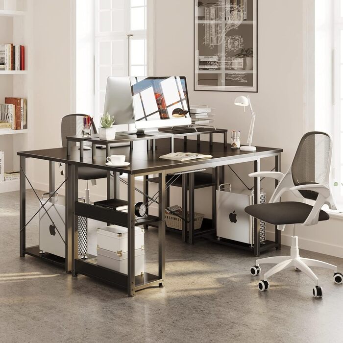 Ігровий стіл ODK чорний, столи з полицею двосторонні, комп'ютерний стіл з підставкою для монітора, 120x50x86.5 см комп'ютерний сті