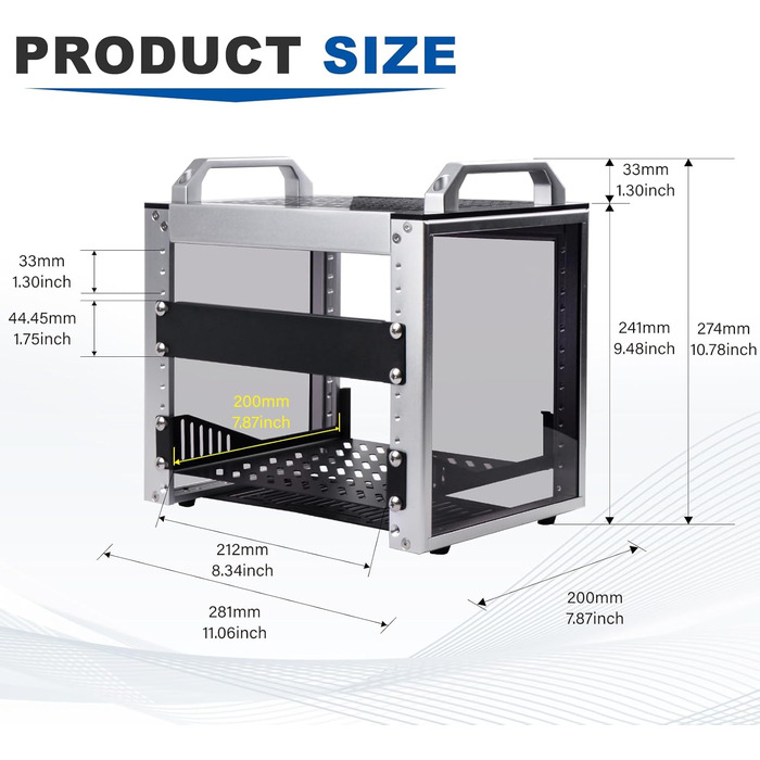 Мережева шафа GeeekPi 4U, 10-дюймова стійка для мережевого, серверного, аудіо- та відеообладнання, монтування в стійку DeskPi RackMate T0