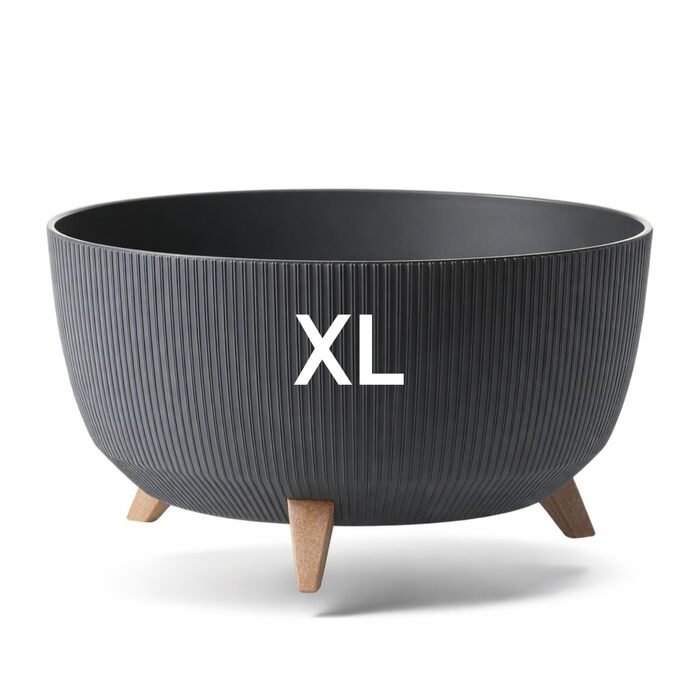 Квітковий горщик MELTOM з ніжками-вставкою, горщик для трав, еко-перероблений (антрацит, XL - 47 см) XL - 47 см антрацит