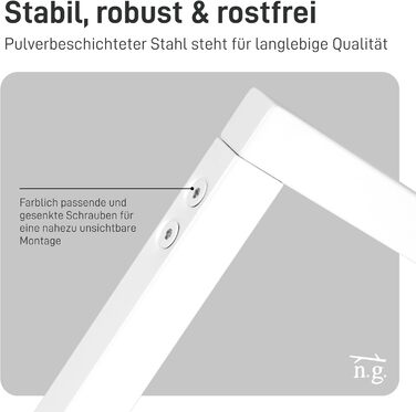 Прямокутна вішалка для одягу, U-подібна, настінна, для ванної кімнати, коридору, кухні, вкл. монтажні елементи (дюбелі та шурупи), порошкове покриття, стійка до іржі (60 см x 90 см, білий) 60 см x 90 см білий