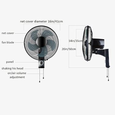 Настінний вентилятор, нова модель осцилюючого зовнішнього вентилятора з дистанційним керуванням, настінний вентилятор із інтелектуальним таймером охолодження - для промислових, комерційних і житлових теплиць, чорний (S