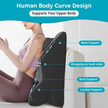 Подушка для читання для ліжка та дивана, багатофункціональна клиноподібна подушка, подушка для спини, ергономічна клиноподібна подушка з піни з ефектом пам&39яті для підтримки спини, шиї та ніг, для відпочинку, гри, читання або перегляду телевізора