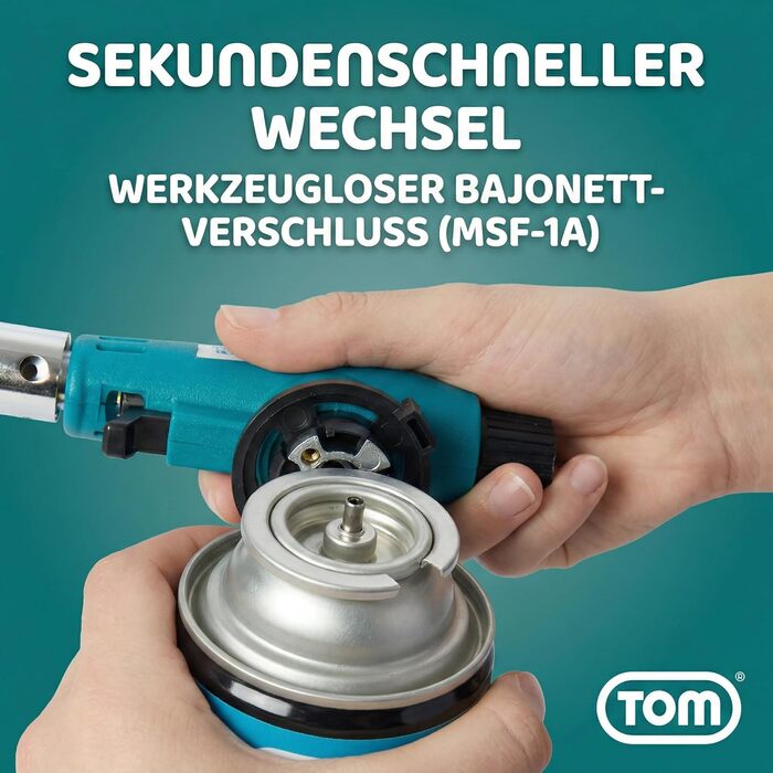 Газовий пальник TOM Кріплення для пальника Газові балончики з байонетним кріпленням MSF-1A для майстерні, саду, кухні тощо 1300C П&39єзорозпал Паяльний пальник Пальник Бунзена (газовий пальник з 4 газовими балончиками)