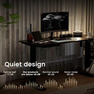 Стіл з регульованою висотою 60x110 см, електричний стіл з пам&39яттю налаштувань та функцією запобігання зіткненням, регульована висота 70117 см, ідеально підходить для офісу, домашнього офісу та ігор (чорний) 110x60 см Чорний