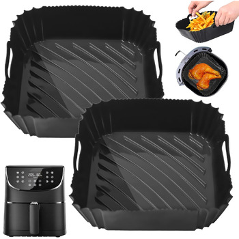 Аерофритюрниця Hivio з силіконовою формою для фритюрниці Cosori 5.5 л xxl/6.4 л, 2 шт. 22 см аксесуари для фритюрниці багаторазова мультипіч силіконова форма для мультипечі Philips XXL/Ninja Speedi