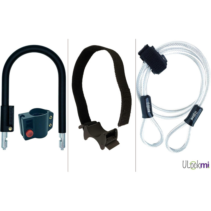 Велосипедний замок Ulockmi U-Lock 16 мм трос 120 см (Ø 10 мм), 3 ключі та кронштейн, водонепроникний комплект U-Lock для велосипеда, гірського велосипеда та електровелосипеда (чорний)