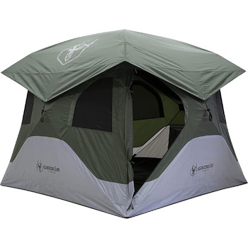 Намет кемпінговий квадратний 4-місний Gazelle Tents T4 Hub GT400GR – швидке встановлення 90 с, знімна підлога, водонепроникний, UV-захист