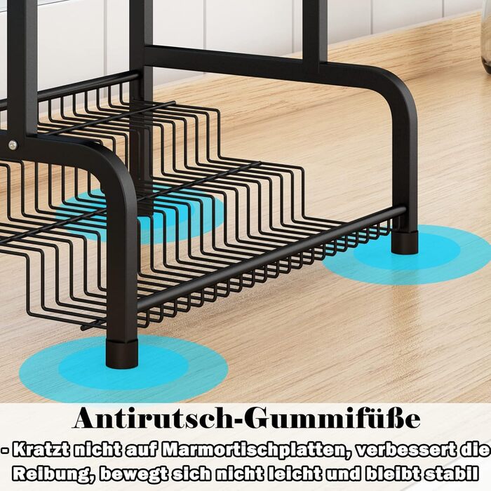 Стелаж для спецій Aufun з нержавіючої сталі, чорний, 4-рівневий органайзер для спецій, кухонна полиця, кухонна полиця, настільна полиця, ідеально підходить для банок для спецій, пляшок, банок для варення, косметики (тип B)