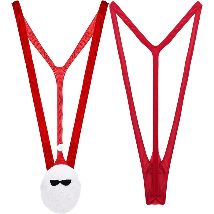 Чоловічий слінг-боді Santa, червоний оксамит, глибокий V-виріз