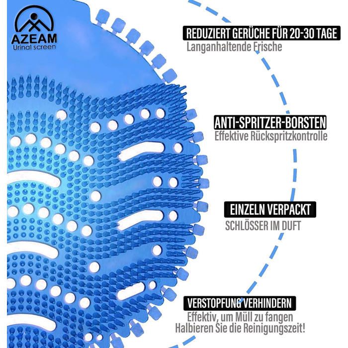 Ситечко для пісуара 10 шт. з ароматом Вставка для пісуара 30 днів Ефект свіжості Ситечко Pissoir Захист від бризок Освіжувач повітря Кожен пісуар і пісуар Одноразові рукавички Килимок-вставка для пісуара (блакитна/морська свіжість) (20 шт. - блакитна / мо