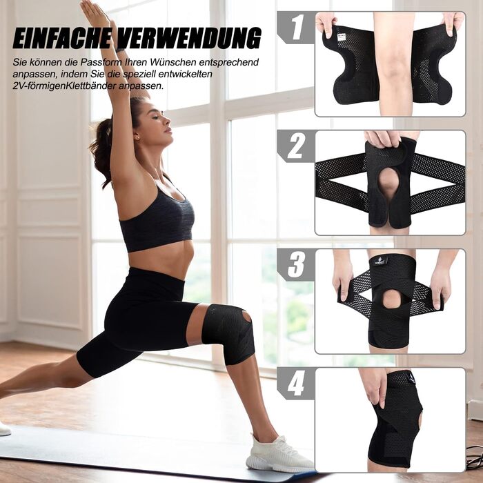 Колінний бандаж NEENCA від болю в коліні, компресійний колінний бандаж з повітряною сітчастою тканиною, регульований колінний бандаж з бічними стабілізаторами, ультрам&39який бандаж для розриву меніска, передньої хрестоподібної зв&39язки, ходьби, полегшен