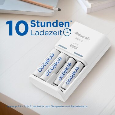 Зарядний пристрій eneloop Basic, для 2-4 нікель-металгідридних акумуляторів типу AA/AAA, час заряджання 10 годин, 6 функцій безпеки