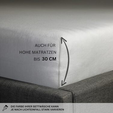 Простирадло Esprit з бавовняного джерсі 180x200 на пружинний матрац 200x200 сірого кольору - Розкішне простирадло на резинці 200x220 см готельної якості для матраців висотою до 30 см - Дихаюче та постільна білизна Oeko-Tex сірого кольору 180x200 см - 210x