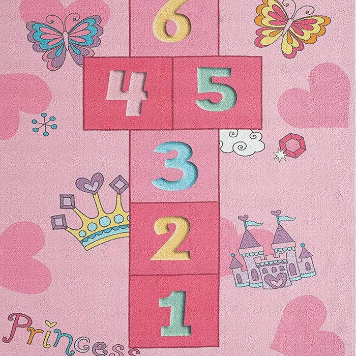 Килим dream princesses hopscotch дитячий ігровий килимок з метеликами та сердечками в рожевому кольорі, бігунок 80x150 см 80 x 150