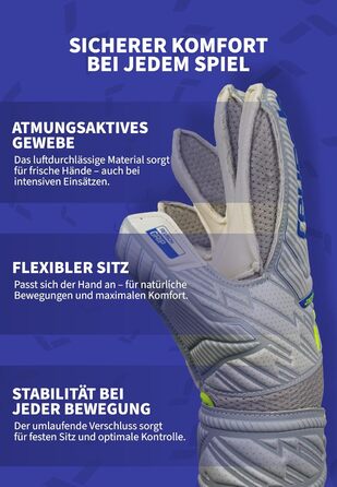 Воротарські рукавички Reusch Attrakt Grip Finger Support Junior Flexible для дітей та підлітків, футбольні рукавички із захистом пальців для всіх ігрових поверхонь та будь-яких погодних умов, сіро-жовті, розмір 6.5