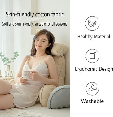 Подушка для читання з підлокітниками, подушка для спинки дивана, подушка для книги для ліжка, зі знімним валиком для шиї, подушка для підтримки сидіння для відпочинку, гри, читання, перегляду телевізора, синьо-сірий колір