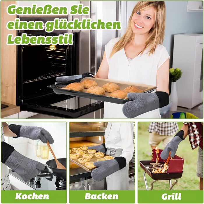 Рукавички для духовки Тримачі для духовки Рукавички для випічки Силікон Набір кухонних рукавичок термостійкий 230C- 2 рукавички дл