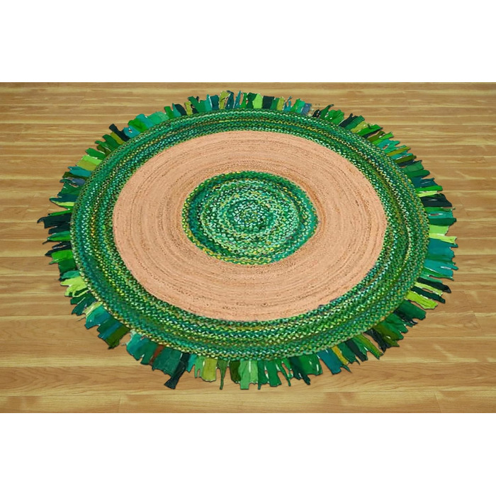 Індійський ремісничий килим CASAVANI, круглий, кілім, натуральна китиця, бавовна чінді, джутовий килим, килим плоского плетіння, в